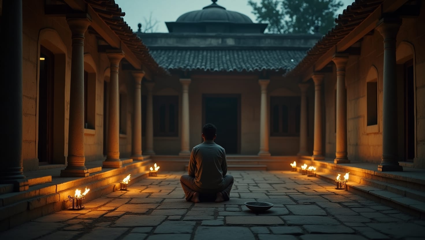 Arjun in temple seeking help